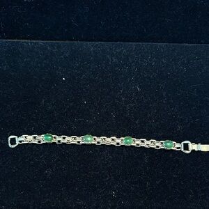 Gold Bracelet with Green Stones